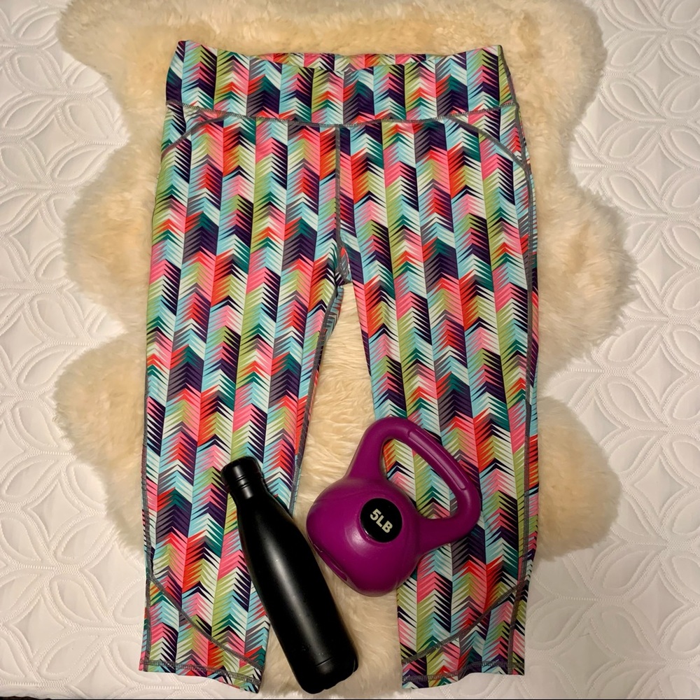 Fabletics Geometric Print Workout Leggings XL 21” inseam